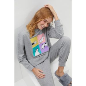 Trendyol Gray Printed Knitted