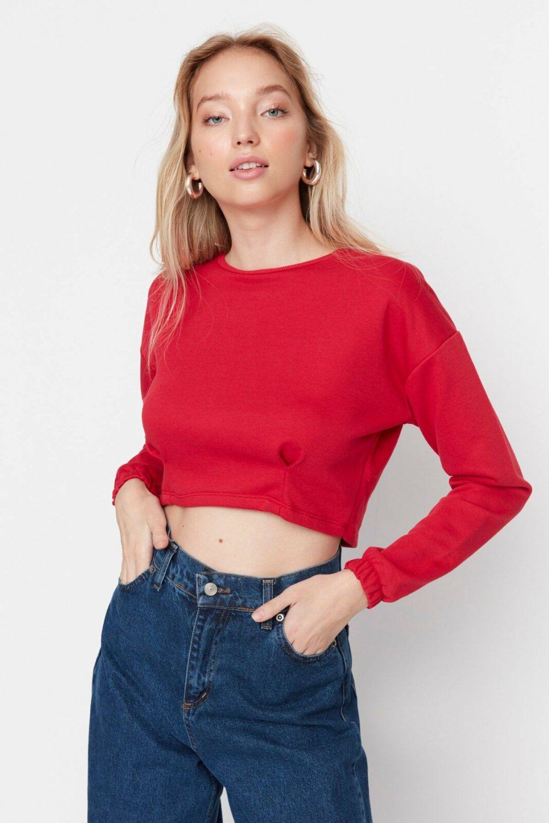 Trendyol Sweatshirt - Red -