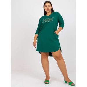 Dark green plus size cotton tunic with
