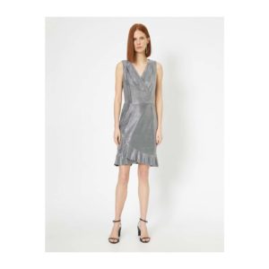 Koton Women's Silvery Dress Evening Dress Double Breasted