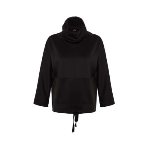 Trendyol Black Oversize Stand Up Collar and Drawstring Detail Scuba Sports