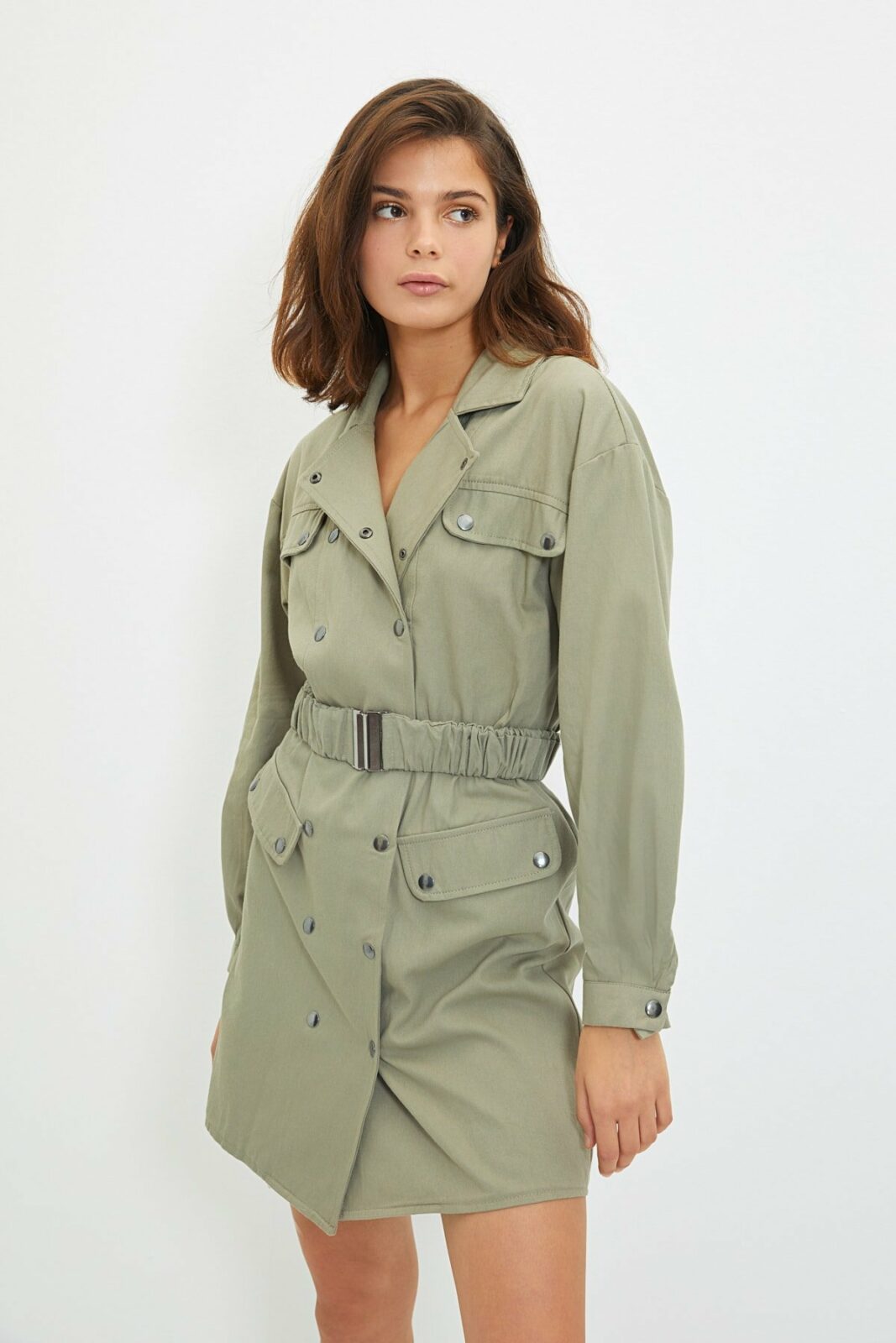 Trendyol Khaki Belted Buttoned