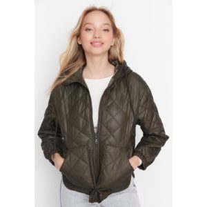 Trendyol Khaki Oversize Hooded Quilted Down