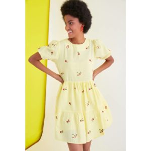 Trendyol Yellow Embroidered Dress