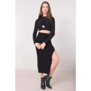 Black knitted midi skirt from