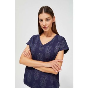 Pineapple print blouse - navy