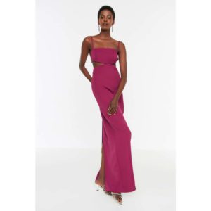 Trendyol Purple Waist Detailed Evening Dress