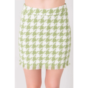 Green and white mini skirt with