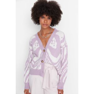 Trendyol Lilac Oversize Patterned Knitwear