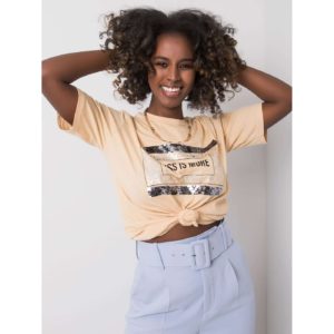 Ladies' beige t-shirt with the