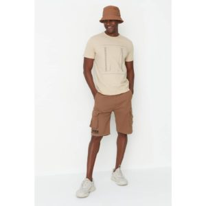 Trendyol Camel Men's Cargo Belted Pocket Embroidery Shorts &