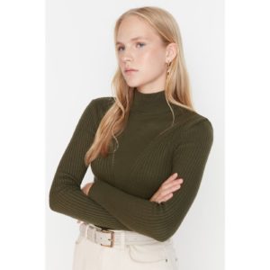 Trendyol Green Stand Up Collar