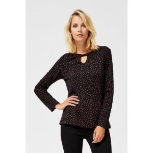 Black blouse with a print and a cut-out