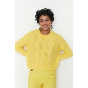 Trendyol Soft Yellow Knitted Detailed