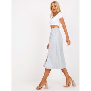 Gray flared midi skirt with
