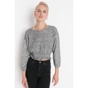 Trendyol Gray Melange Gippled Soft Knitted Basic
