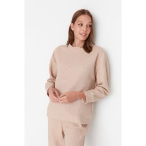 Trendyol Beige Quilted Knitted Top