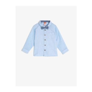 Koton Long Sleeve Classic Shirt with Bow Tie in