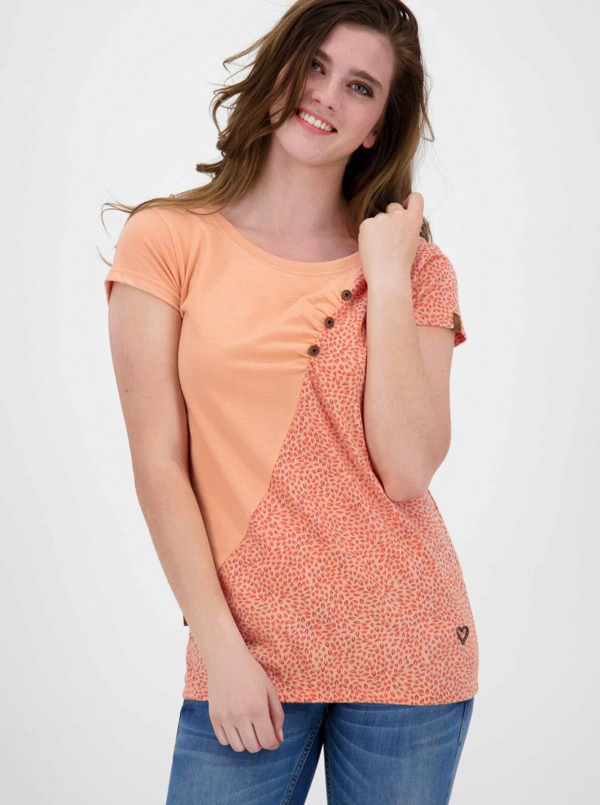 Oranžové dámské puntíkované tričko Alife
