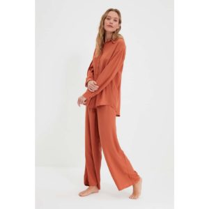 Trendyol Dried Rose Viscose Woven Pajamas