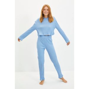 Trendyol Light Blue Camisole Knitted Pajamas