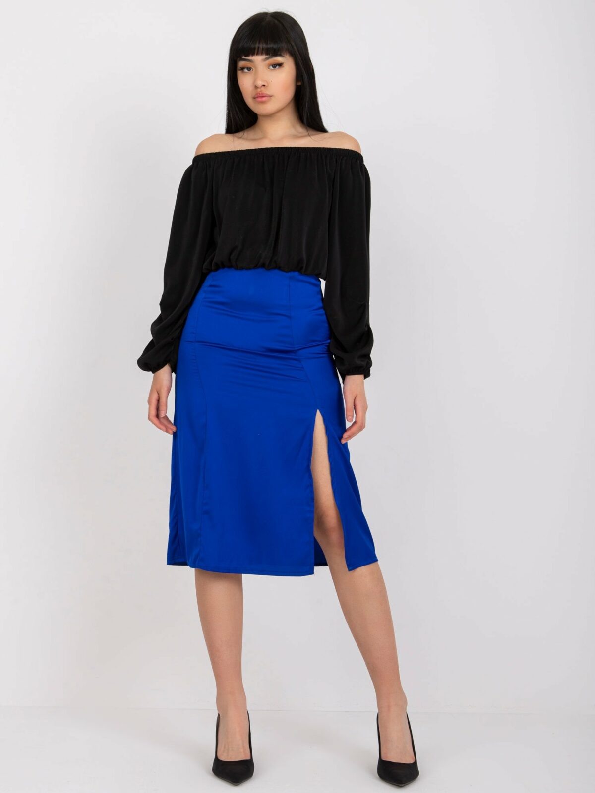 Kobaltová tužková sukně RUE PARIS
