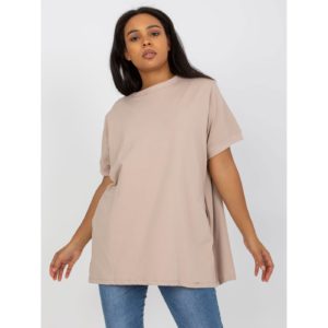 Plus size beige cotton tunic with