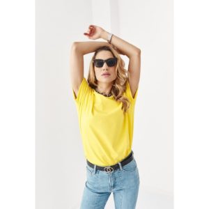 Yellow loose women's blouse with