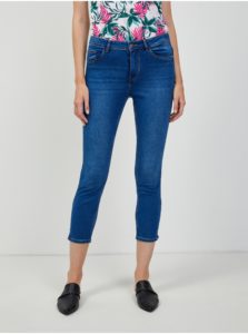 Modré zkrácené skinny fit džíny