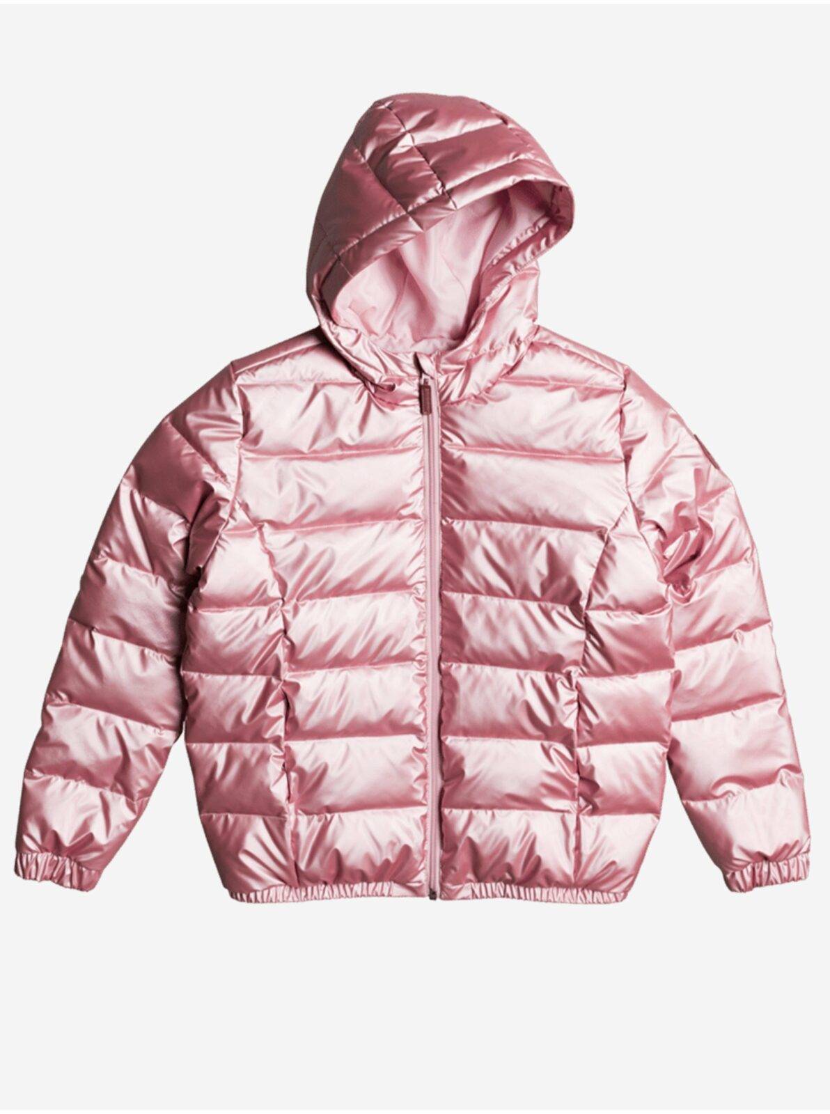 Růžová holčičí prošívaná zimní bunda s kapucí Roxy
