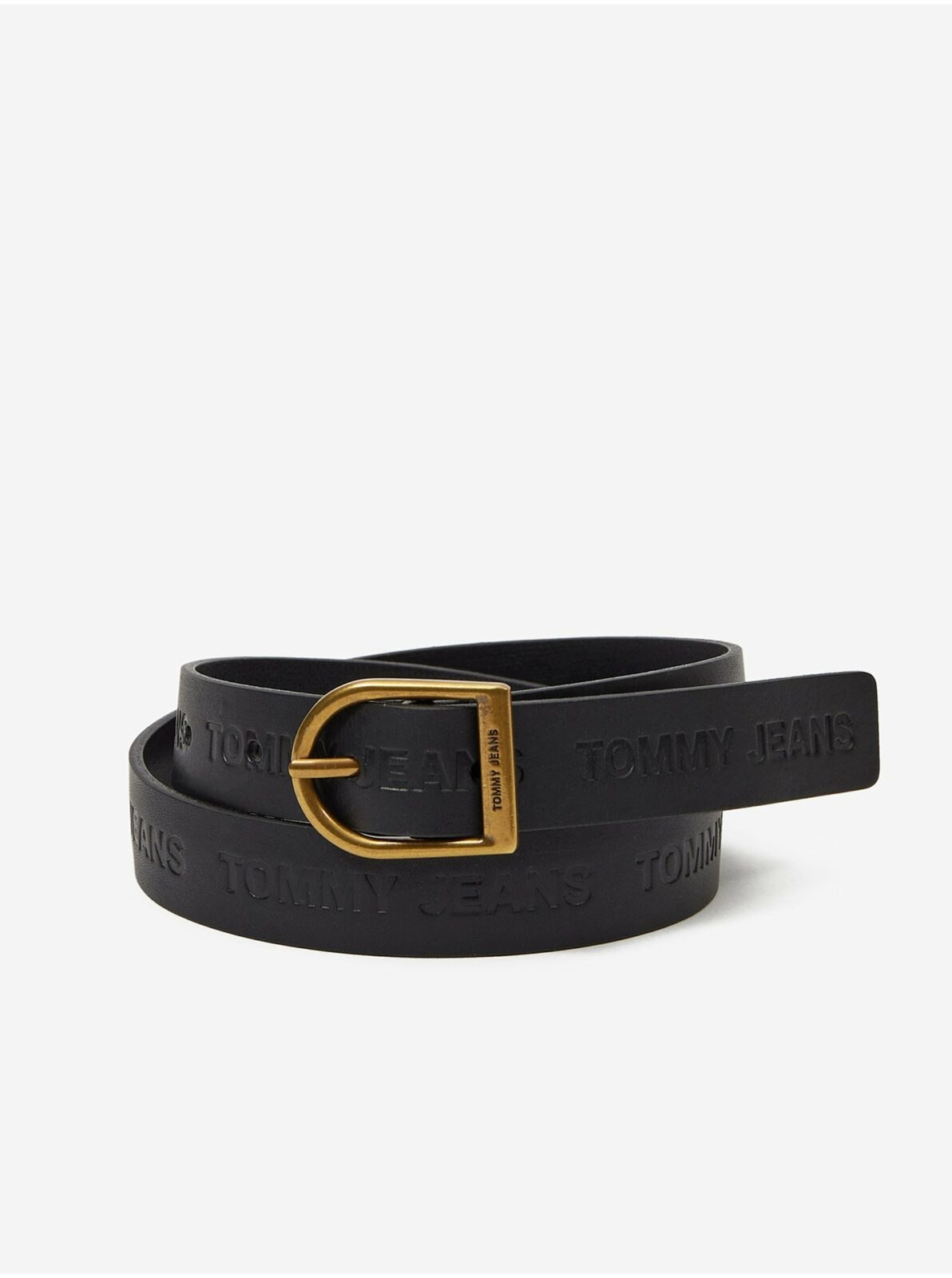 Černá dámský kožený pásek Tommy Jeans Logo