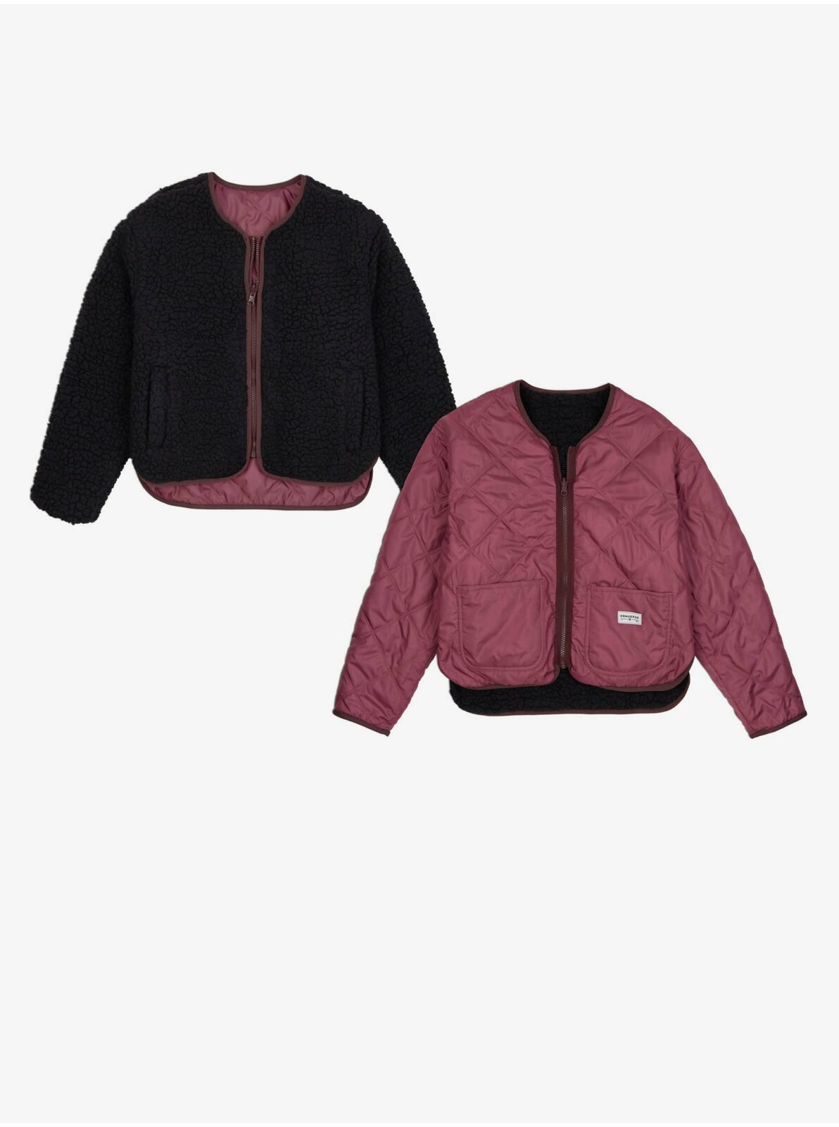 Růžovo-černá dámská oboustranná lehká bunda