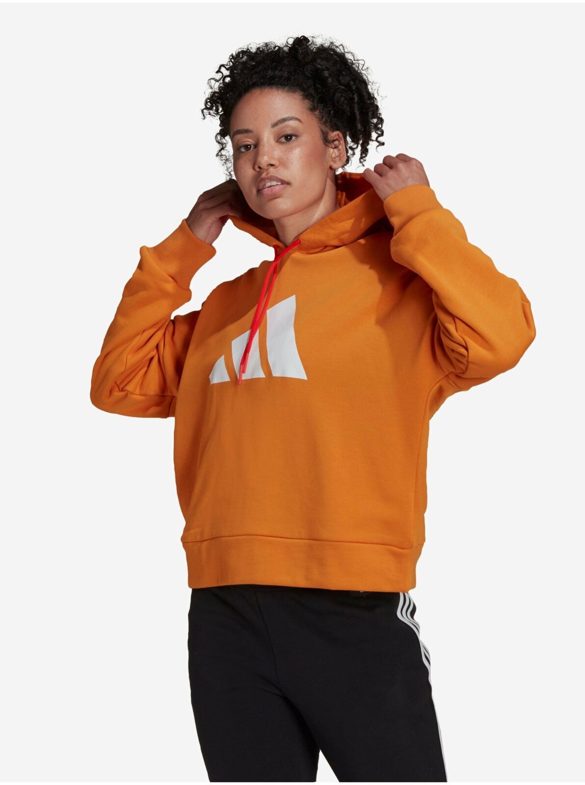 Oranžová dámská mikina s kapucí adidas