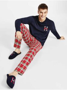 Tommy Hilfiger Sada modro-červeného kostkovaného pyžama