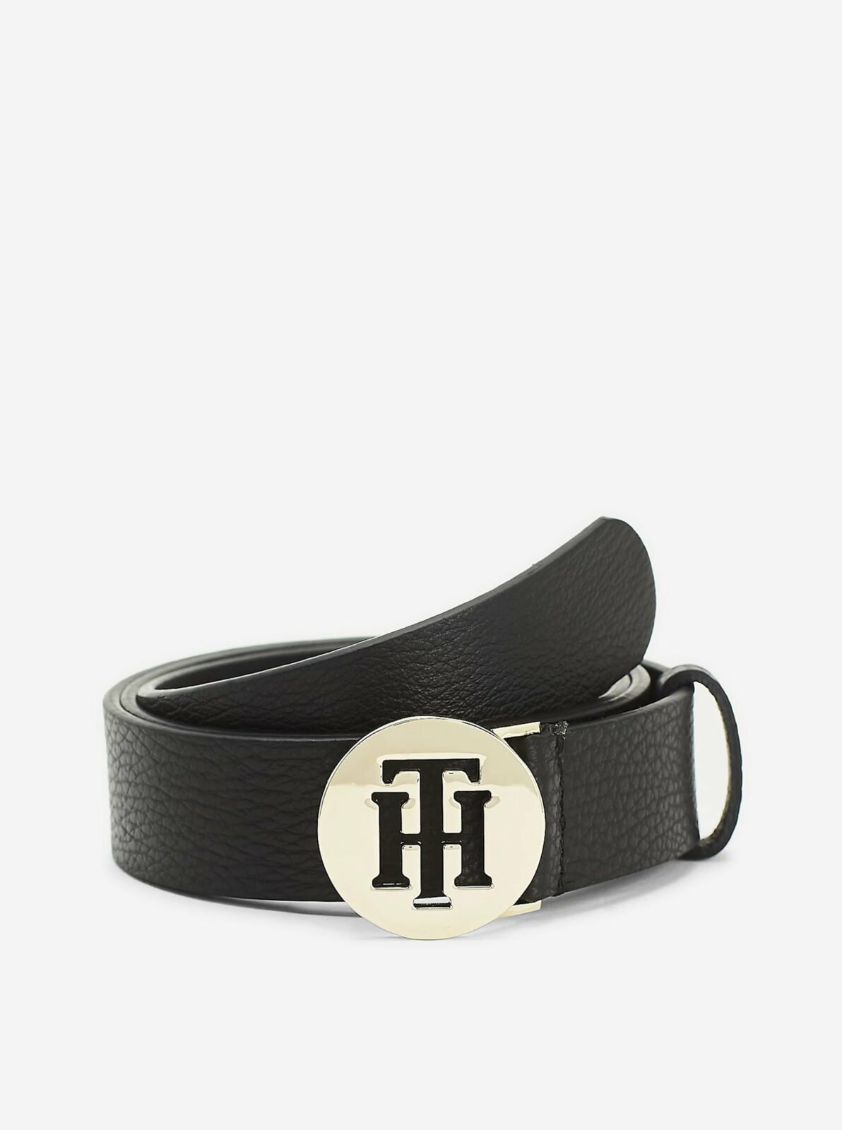 Černý dámský kožený pásek Tommy Hilfiger Round