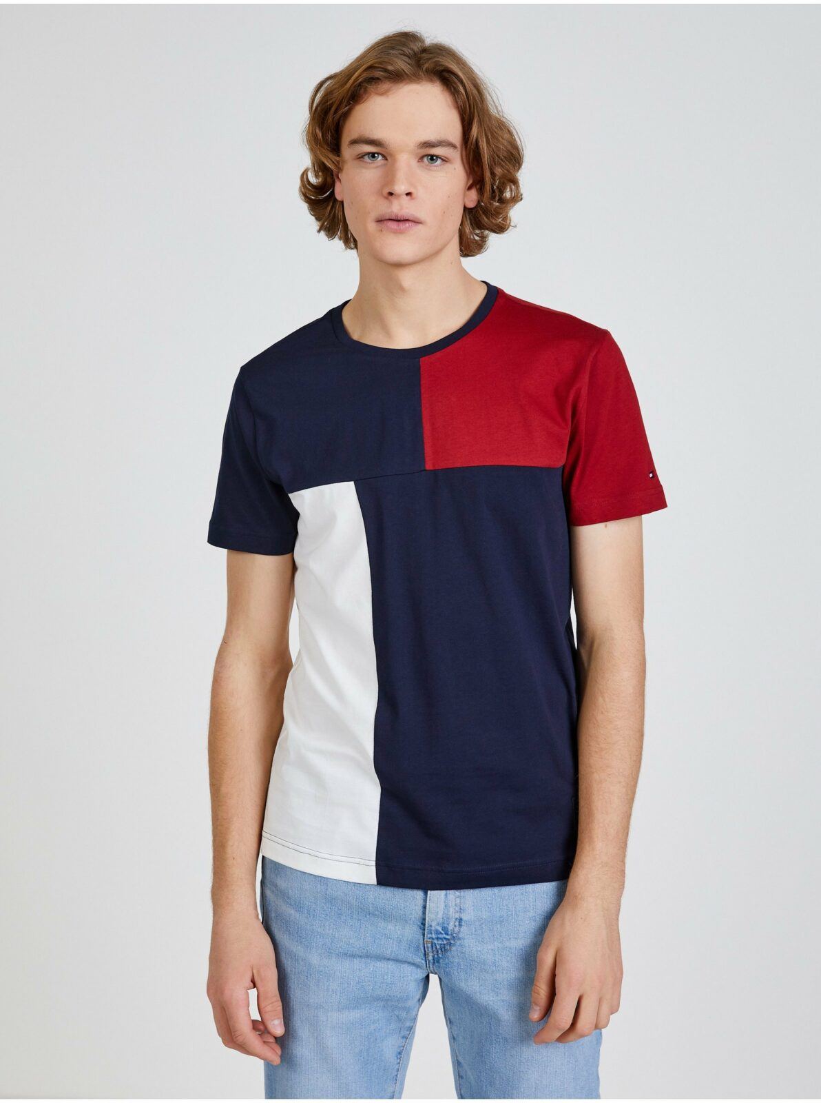 Červeno-bílo-modré pánské tričko Tommy Hilfiger