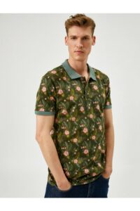 Koton Men's Polo Neck T-Shirt Floral Cotton