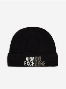 Černá pánská zimní čepice s nápisem Armani Exchange -