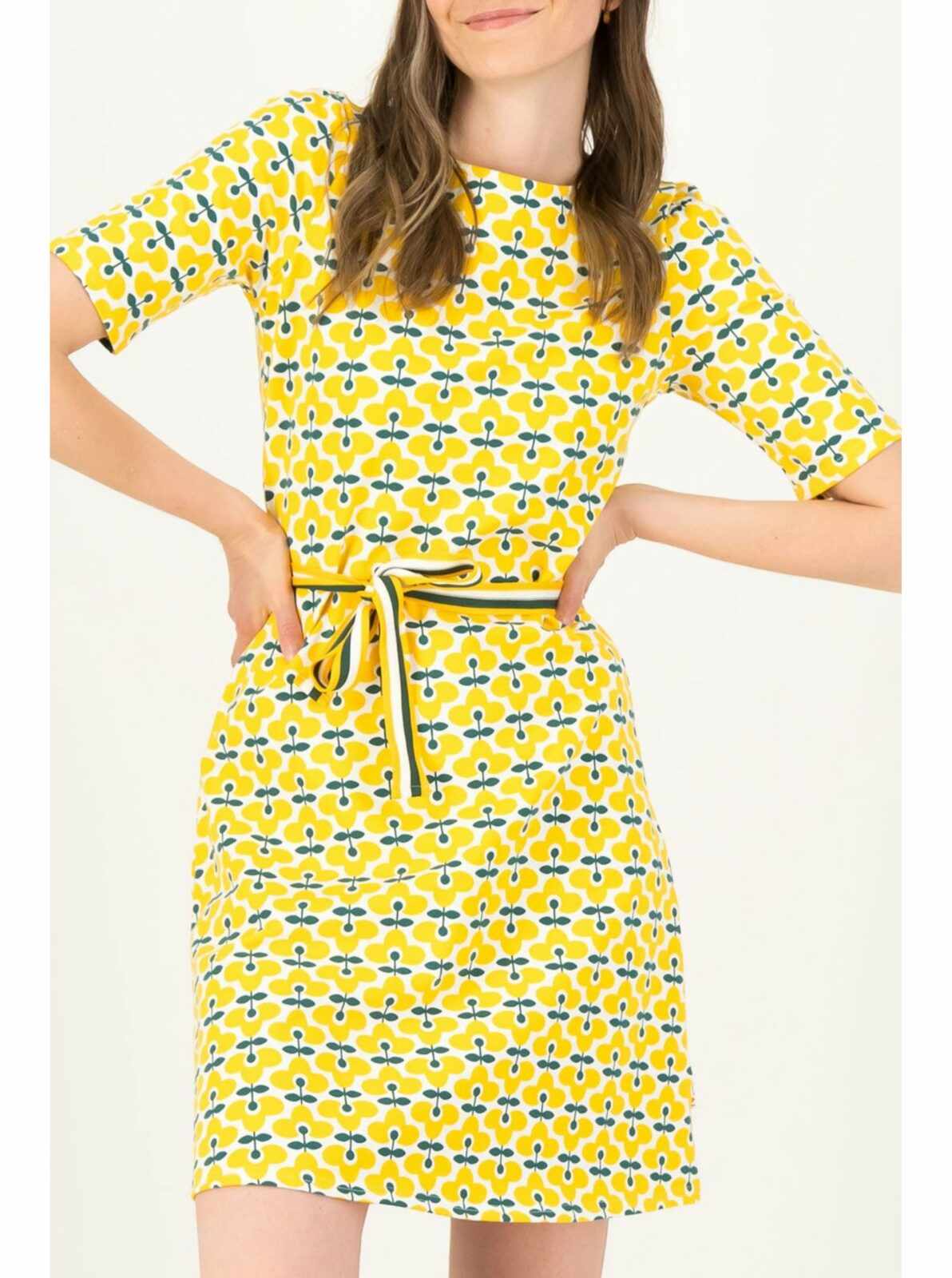 Žluté dámské květované šaty Blutsgeschwister So Frei