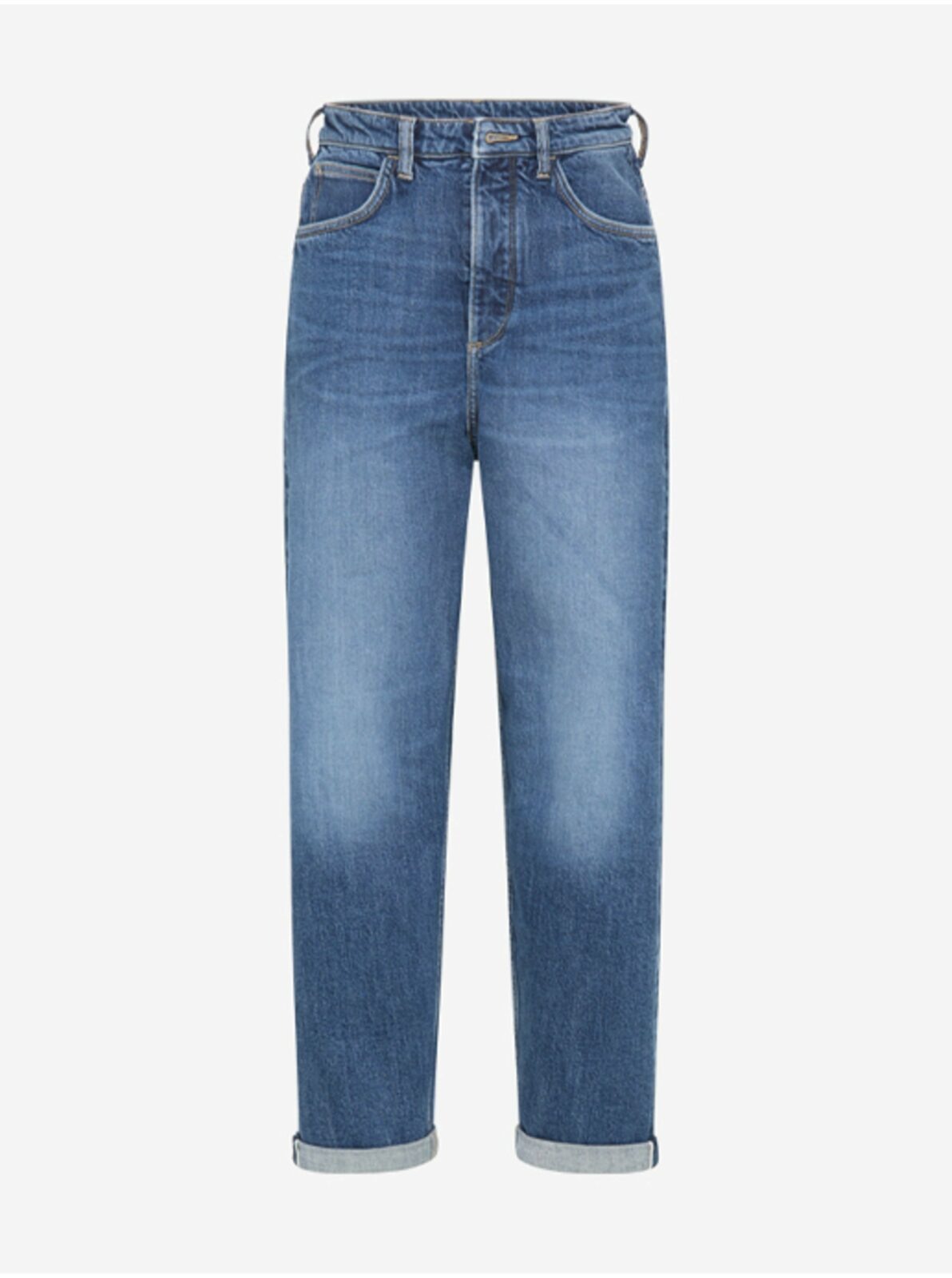 Modré dámské zkrácené straight fit džíny