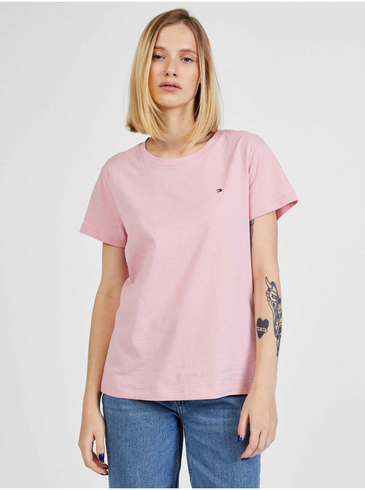 Světle růžové dámské tričko Tommy Hilfiger New