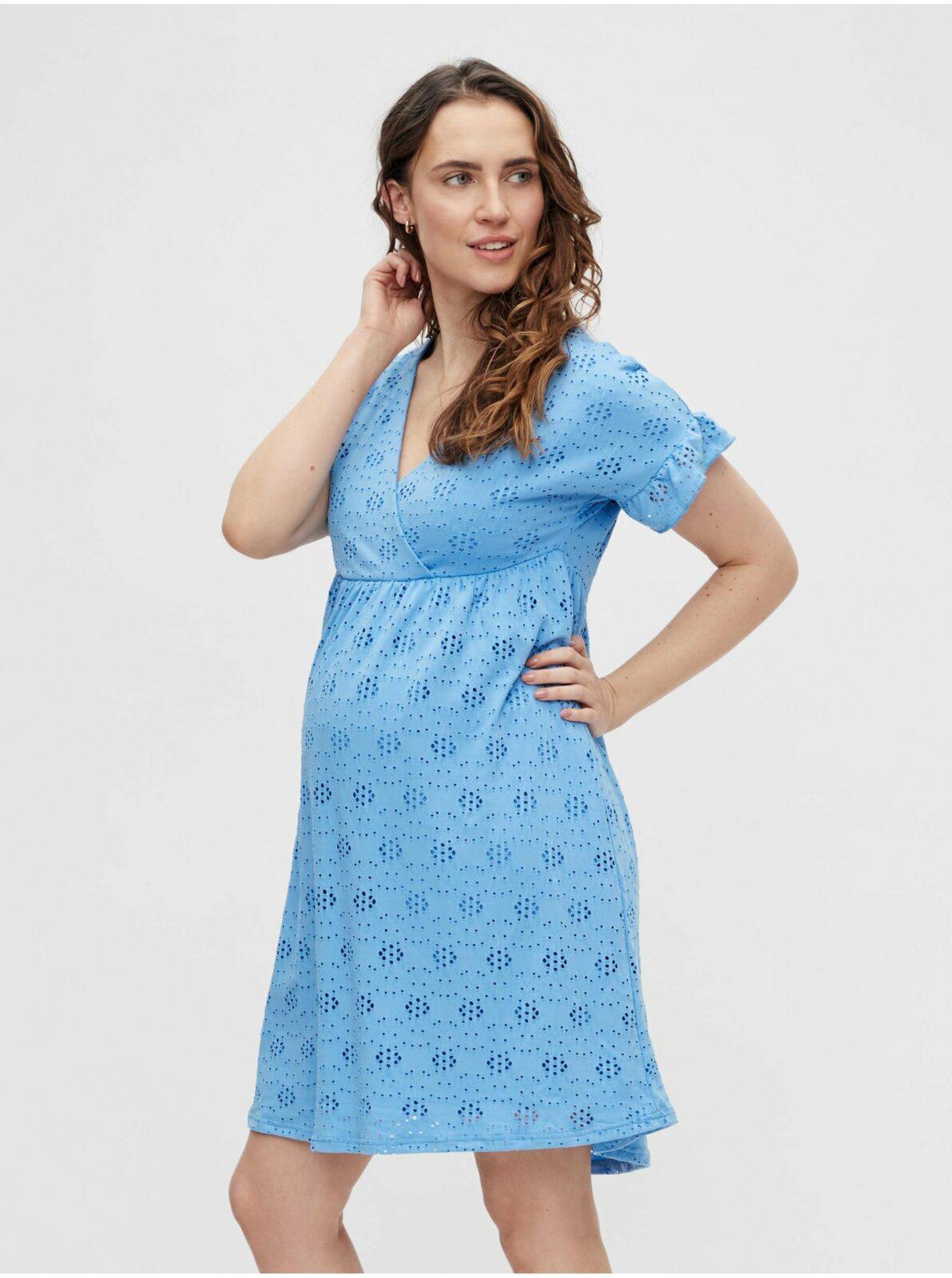 Modré děrované těhotenské šaty Mama.licious
