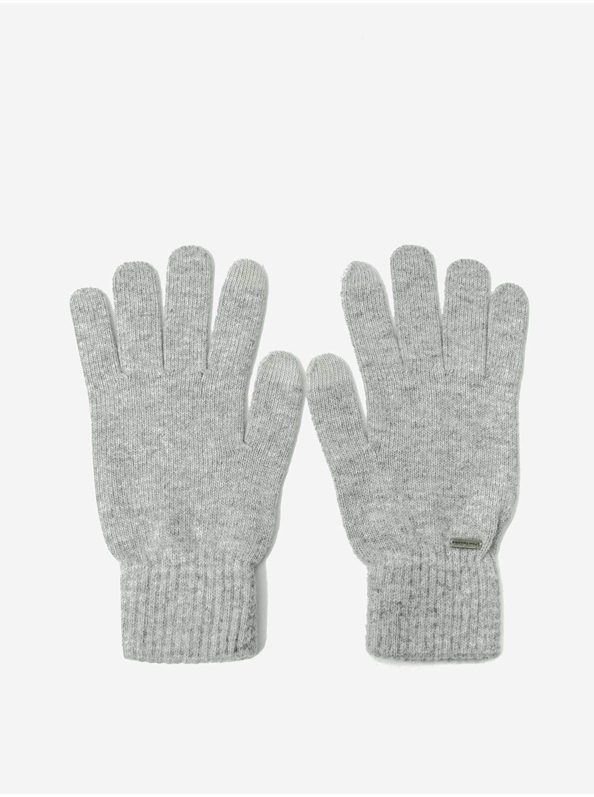 Světle šedé pánské žíhané rukavice Tom
