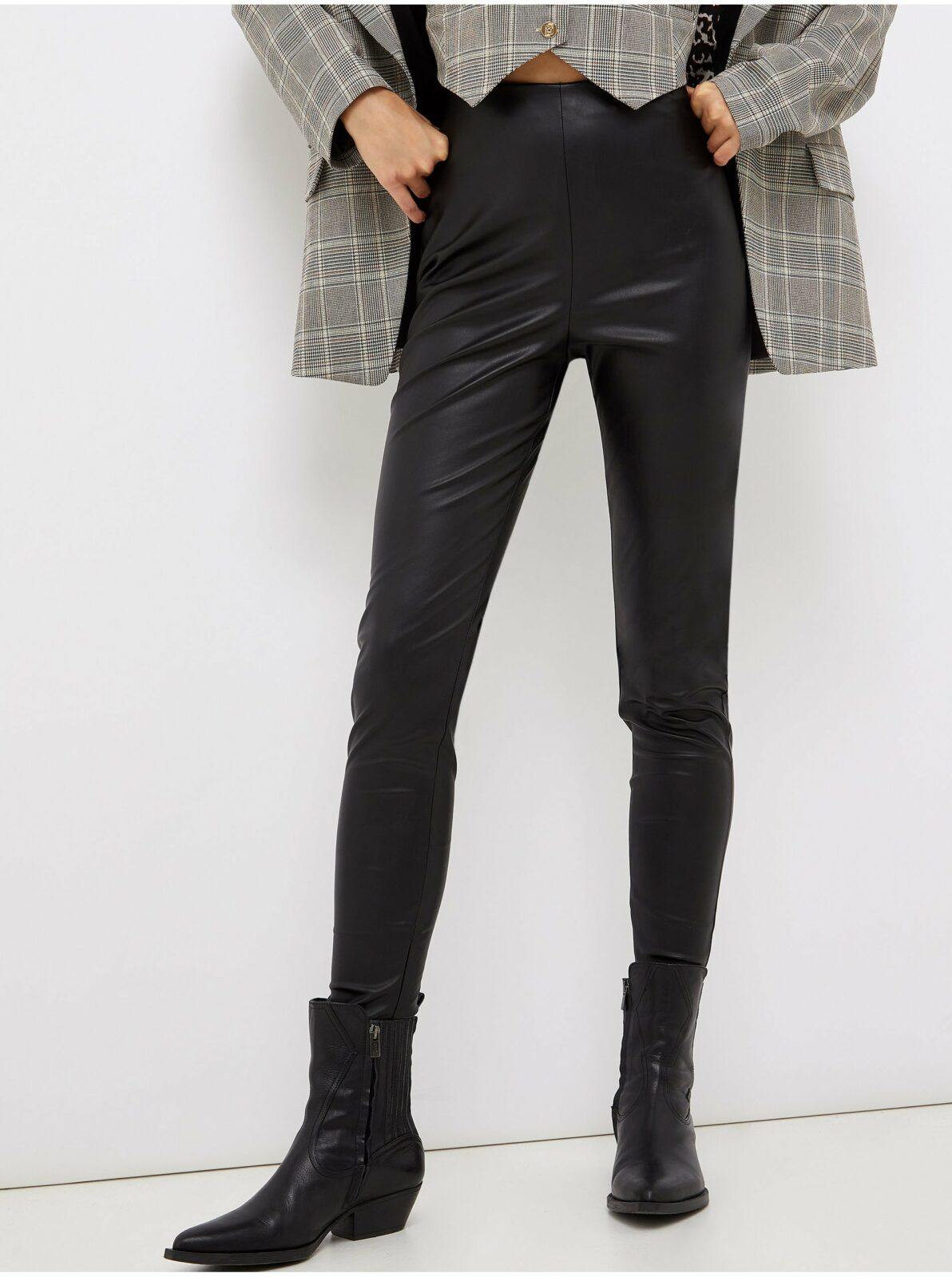 Černé dámské koženkové kalhoty Liu