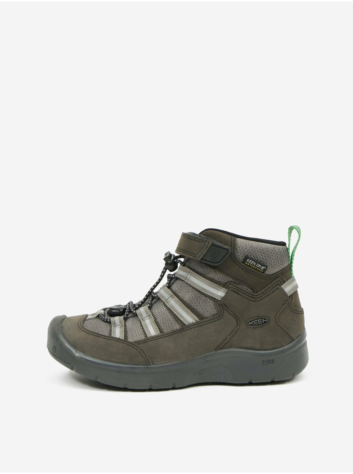 Šedo-zelené dětské nepromokavé boty s koženými detaily