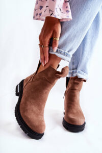 Suede Booties With Cutouts Brown