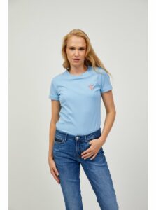 Světle modré dámské tričko Guess -