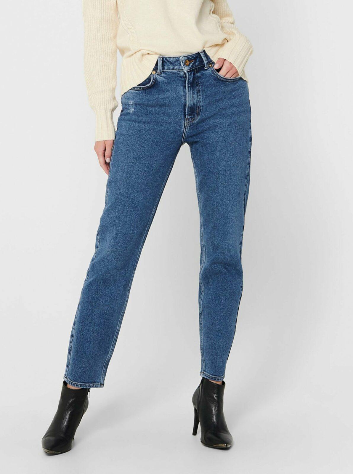 Modré straight fit džíny