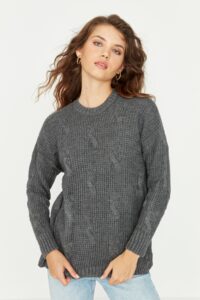 Trendyol Anthracite Knitted Detailed Knitwear