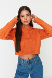 Trendyol Orange Crop Polo Collar